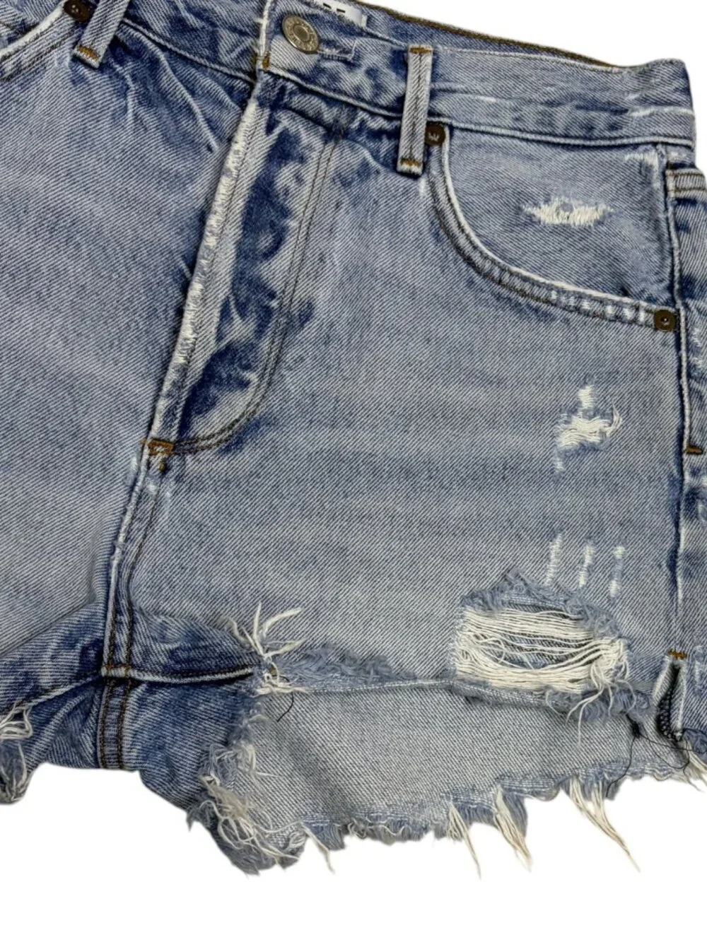 AGOLDE Raw Hem Cut Off Summer Designer Denim Jean Shorts Womens 26
